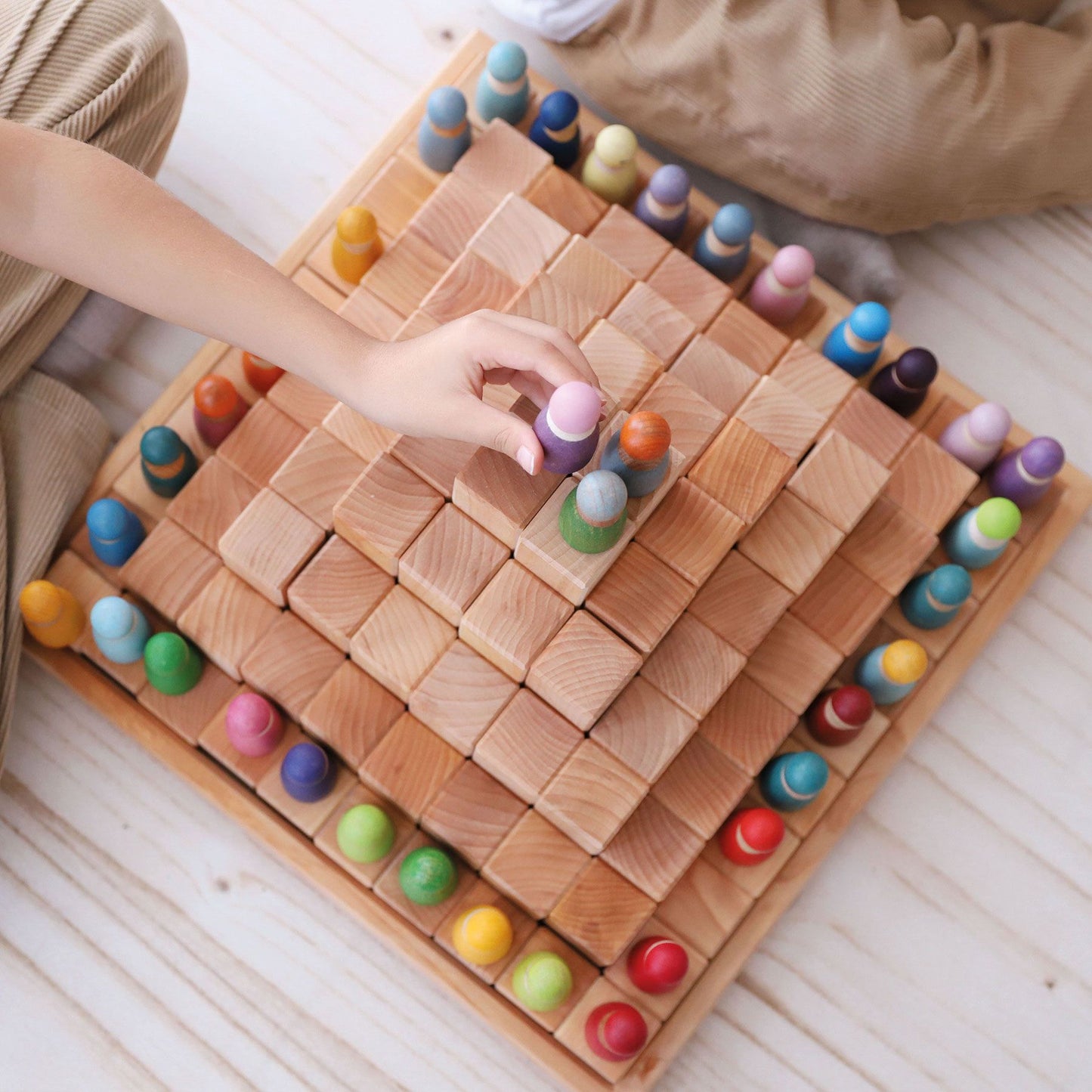 Large Natural Stepped Pyramid | Building Set | Wooden Toys for Kids | Open-Ended Play