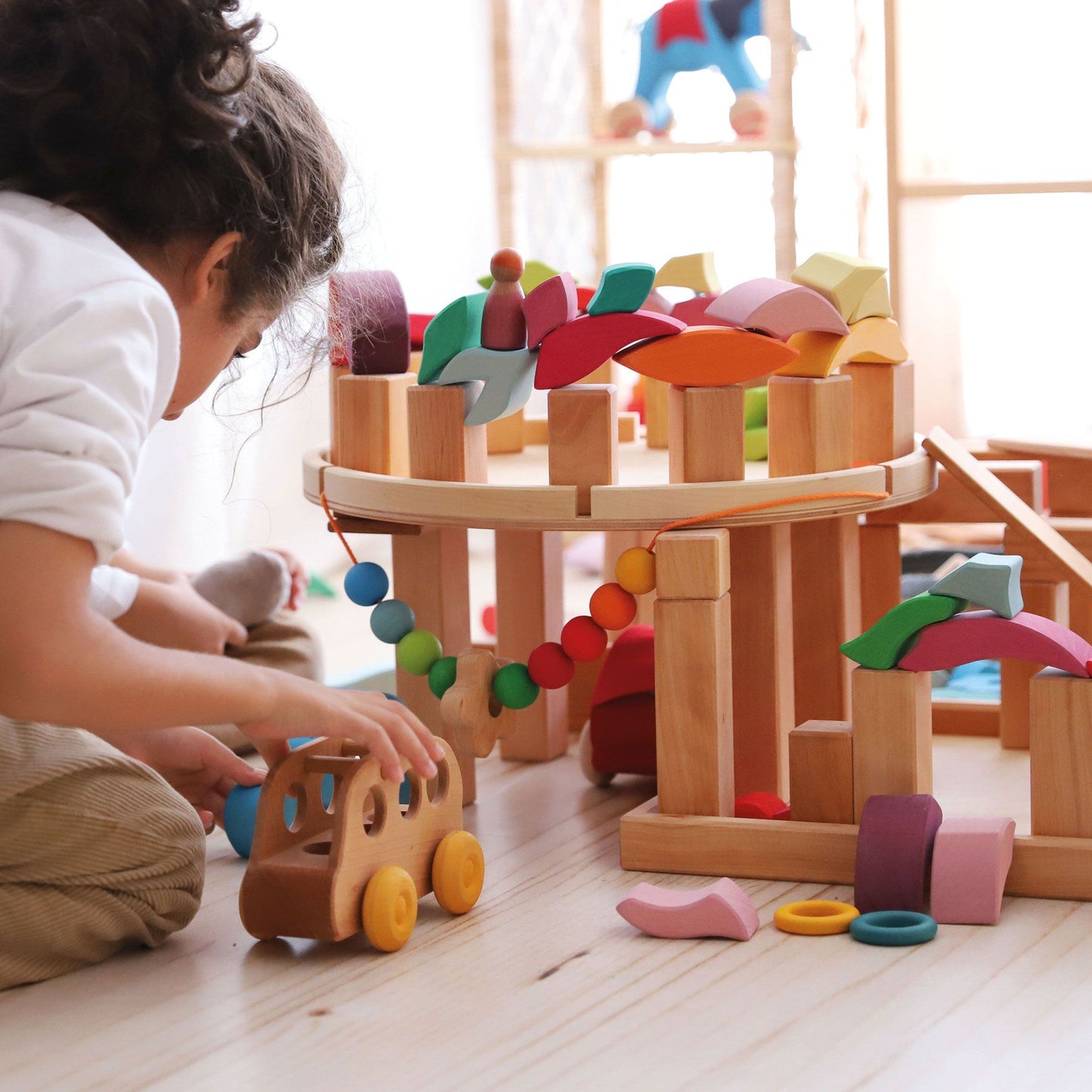 Large Natural Stepped Pyramid | Building Set | Wooden Toys for Kids | Open-Ended Play