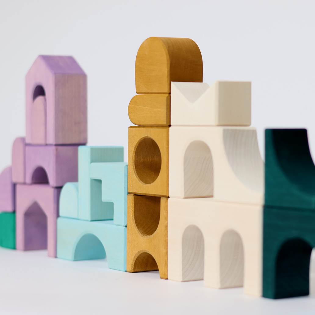 Small Building Set - Floors | Tiny Art Collection | Wooden Building Toy Set