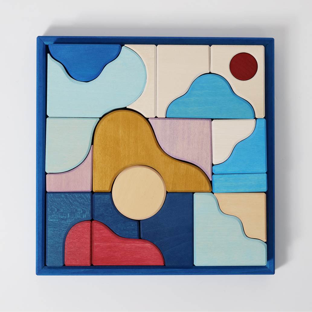 Small Building Set - Wave | Tiny Art Collection | Wooden Building Toy Set