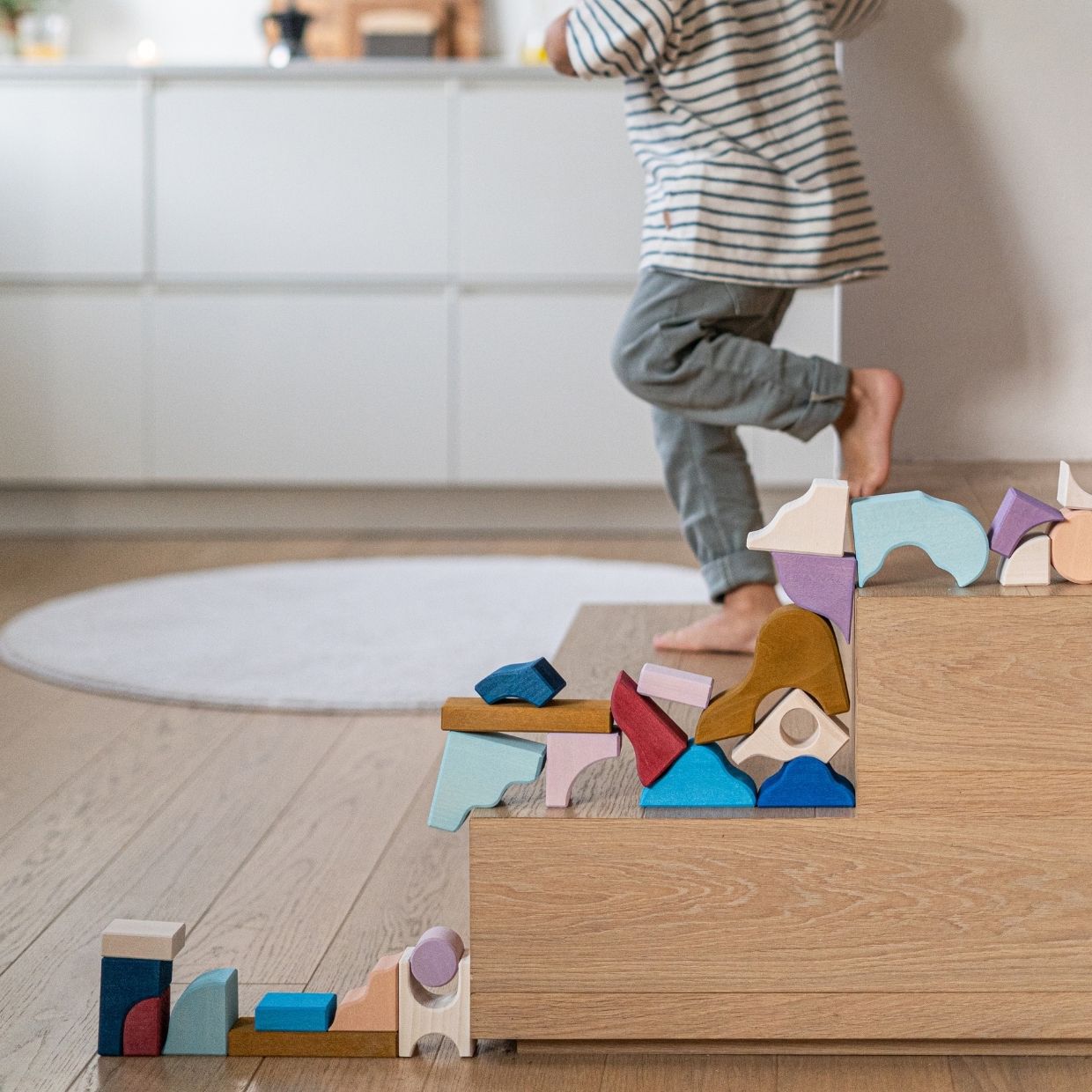 Small Building Set - Wave | Tiny Art Collection | Wooden Building Toy Set