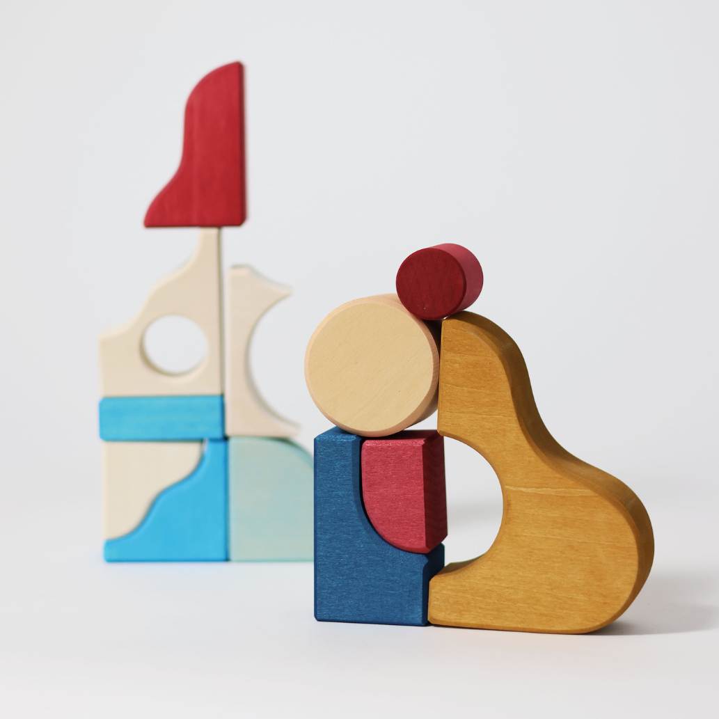 Small Building Set - Wave | Tiny Art Collection | Wooden Building Toy Set