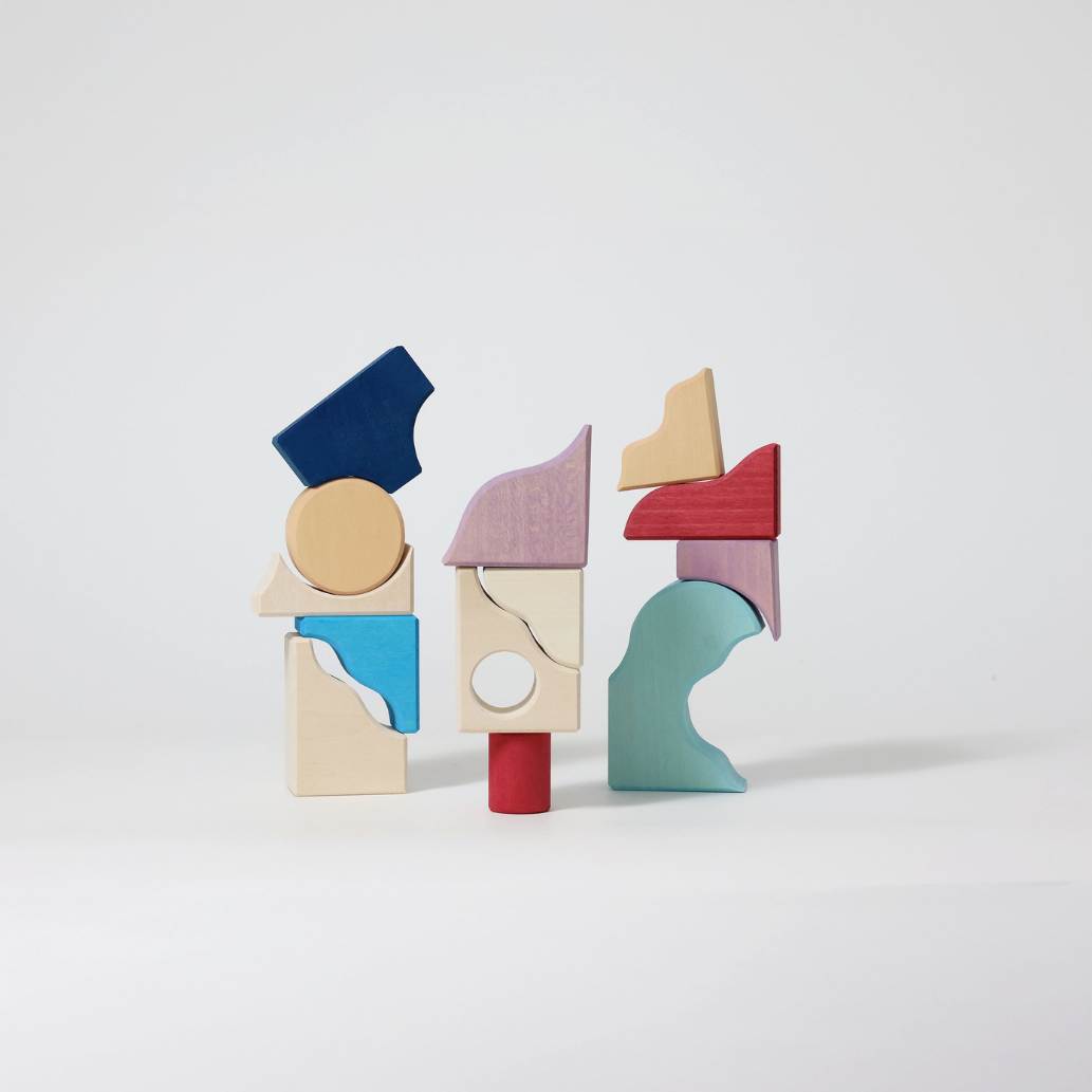 Small Building Set - Wave | Tiny Art Collection | Wooden Building Toy Set