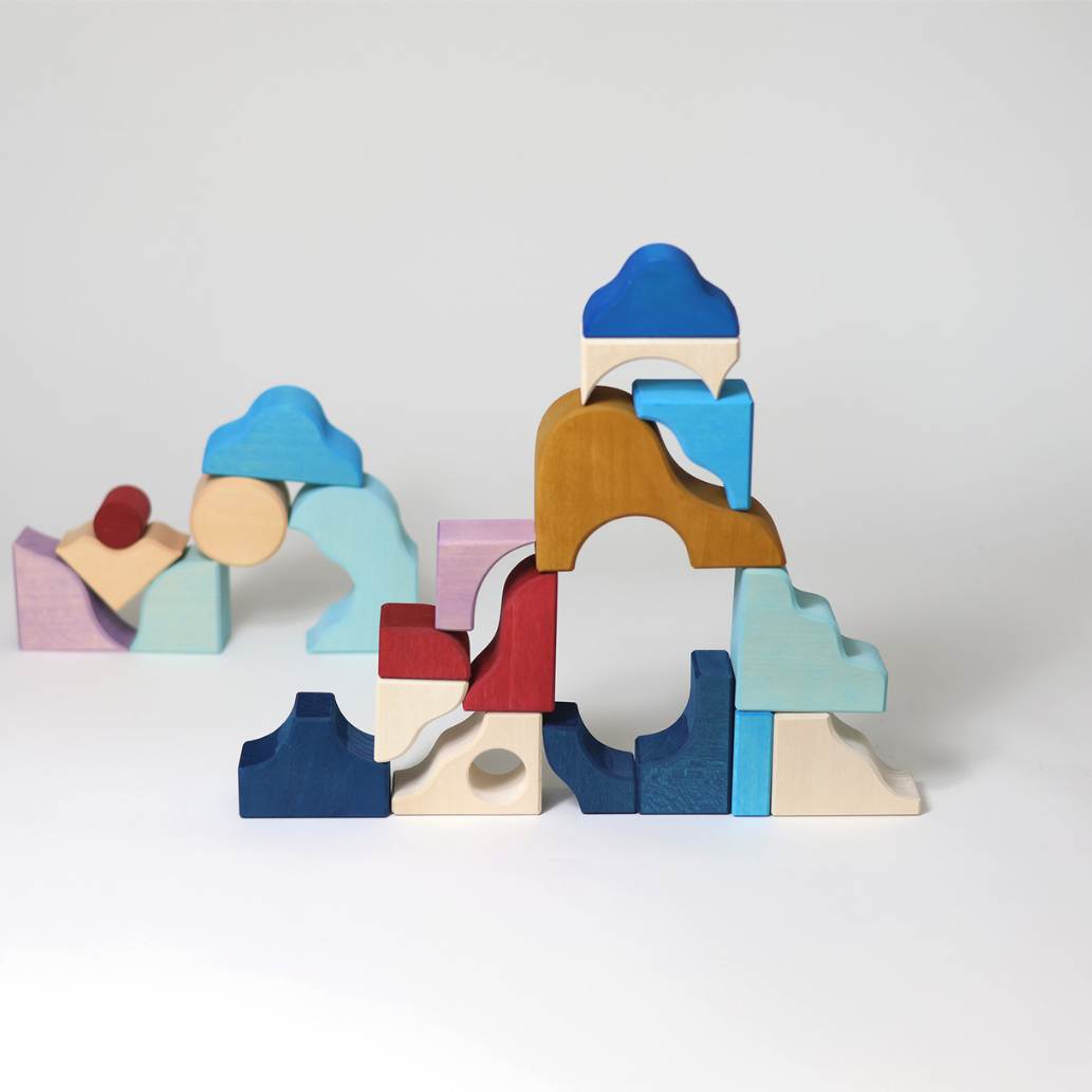 Small Building Set - Wave | Tiny Art Collection | Wooden Building Toy Set