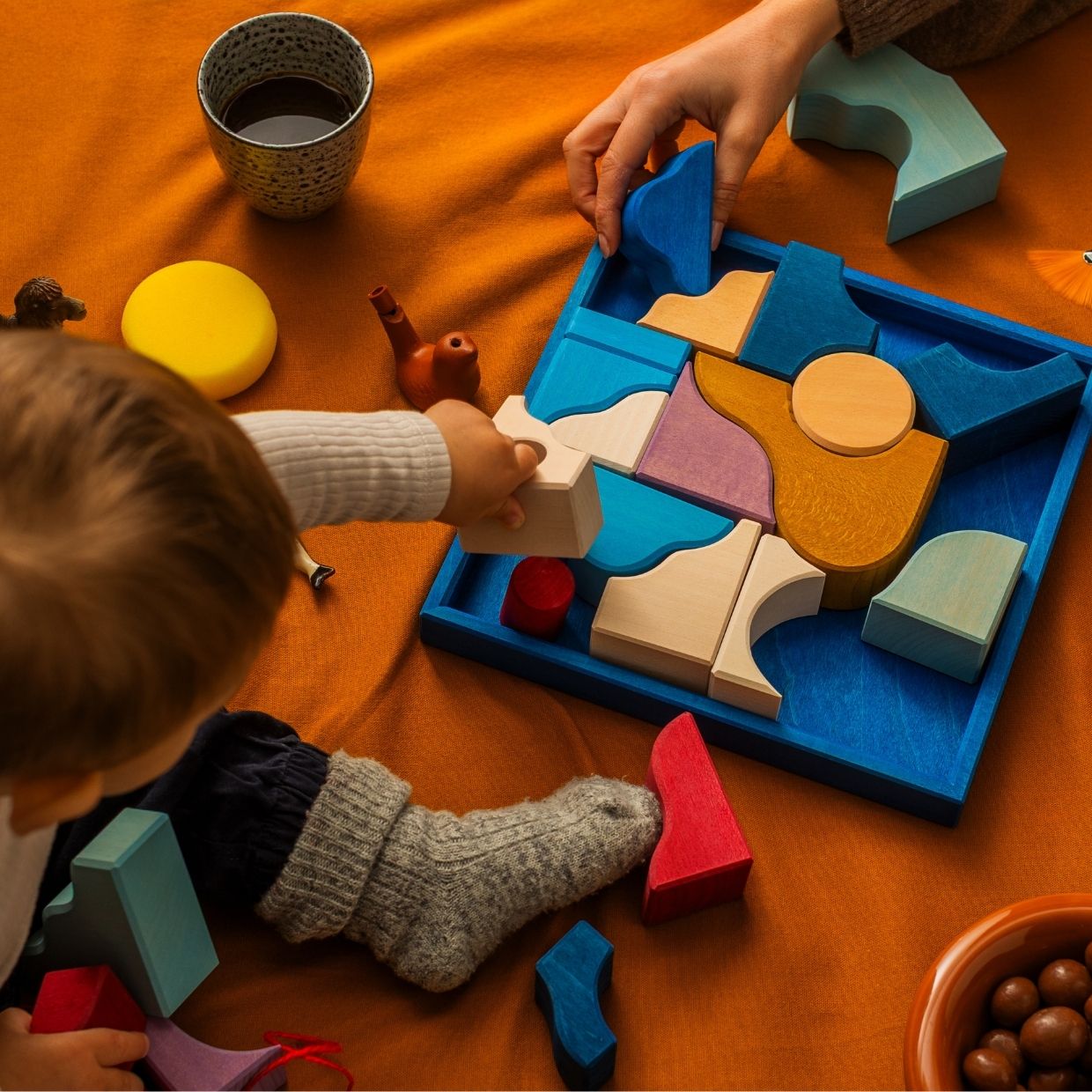 Small Building Set - Wave | Tiny Art Collection | Wooden Building Toy Set