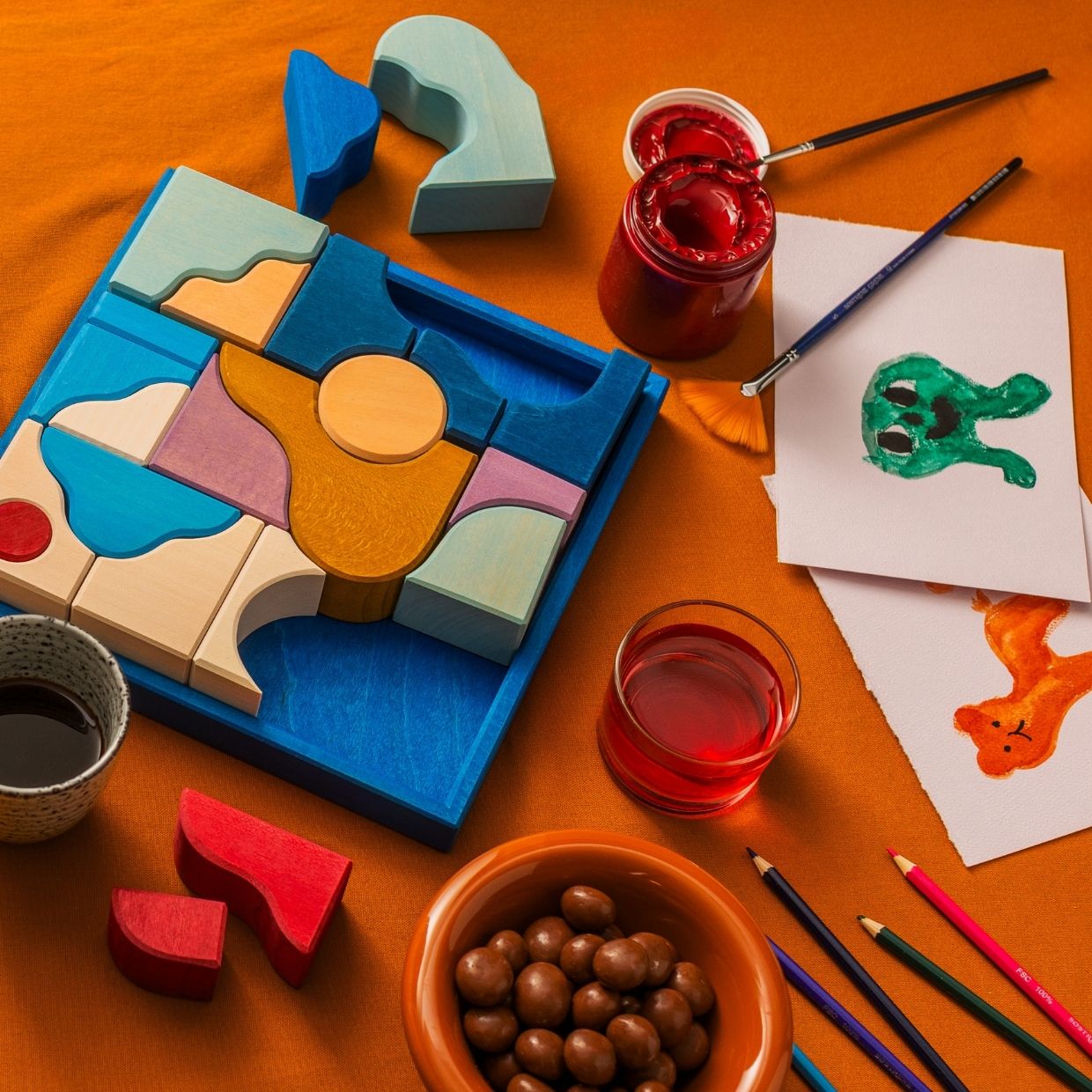 Small Building Set - Wave | Tiny Art Collection | Wooden Building Toy Set