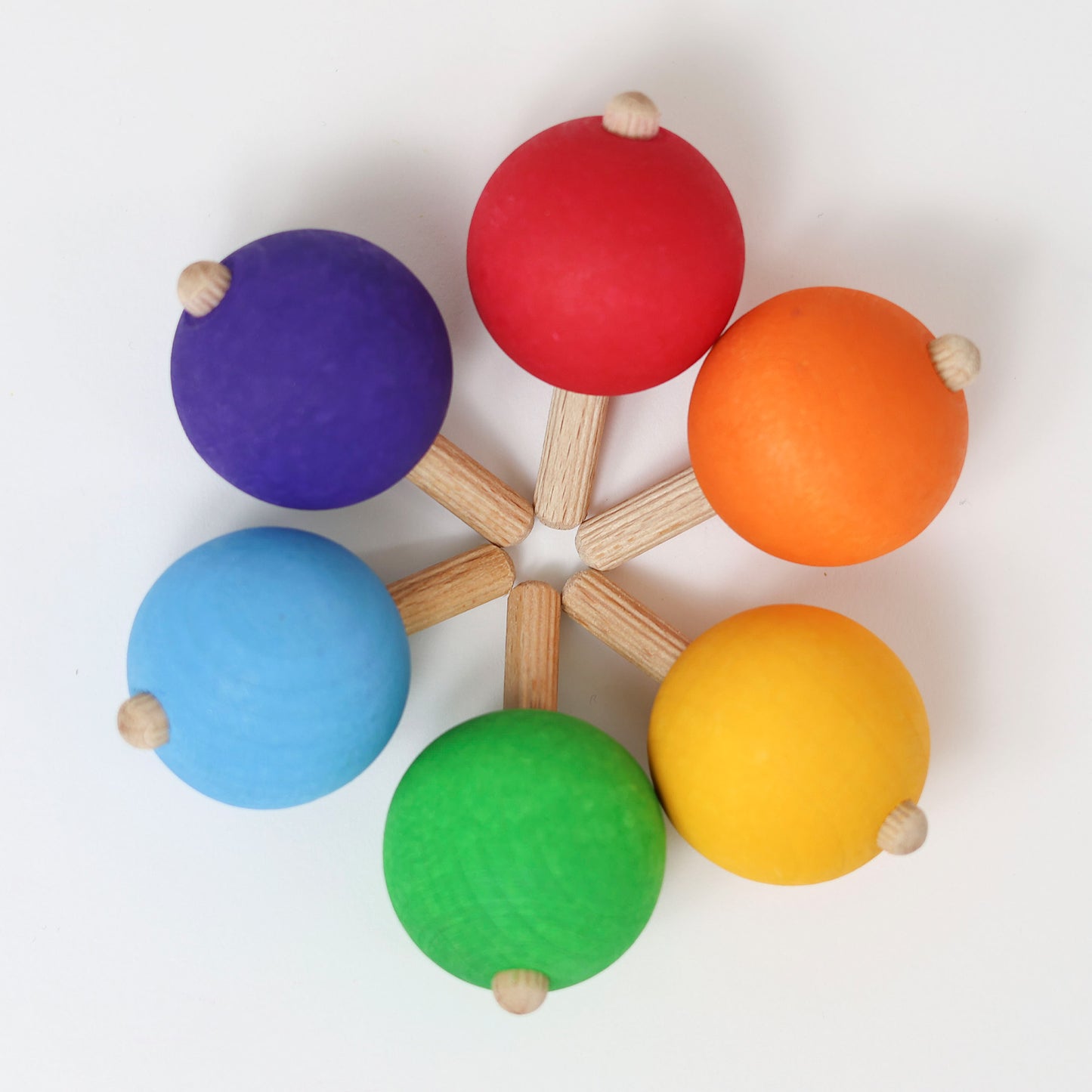 Rainbow Spinning Tops | 6 Pieces | Wooden Toys for Kids | Open-Ended Play
