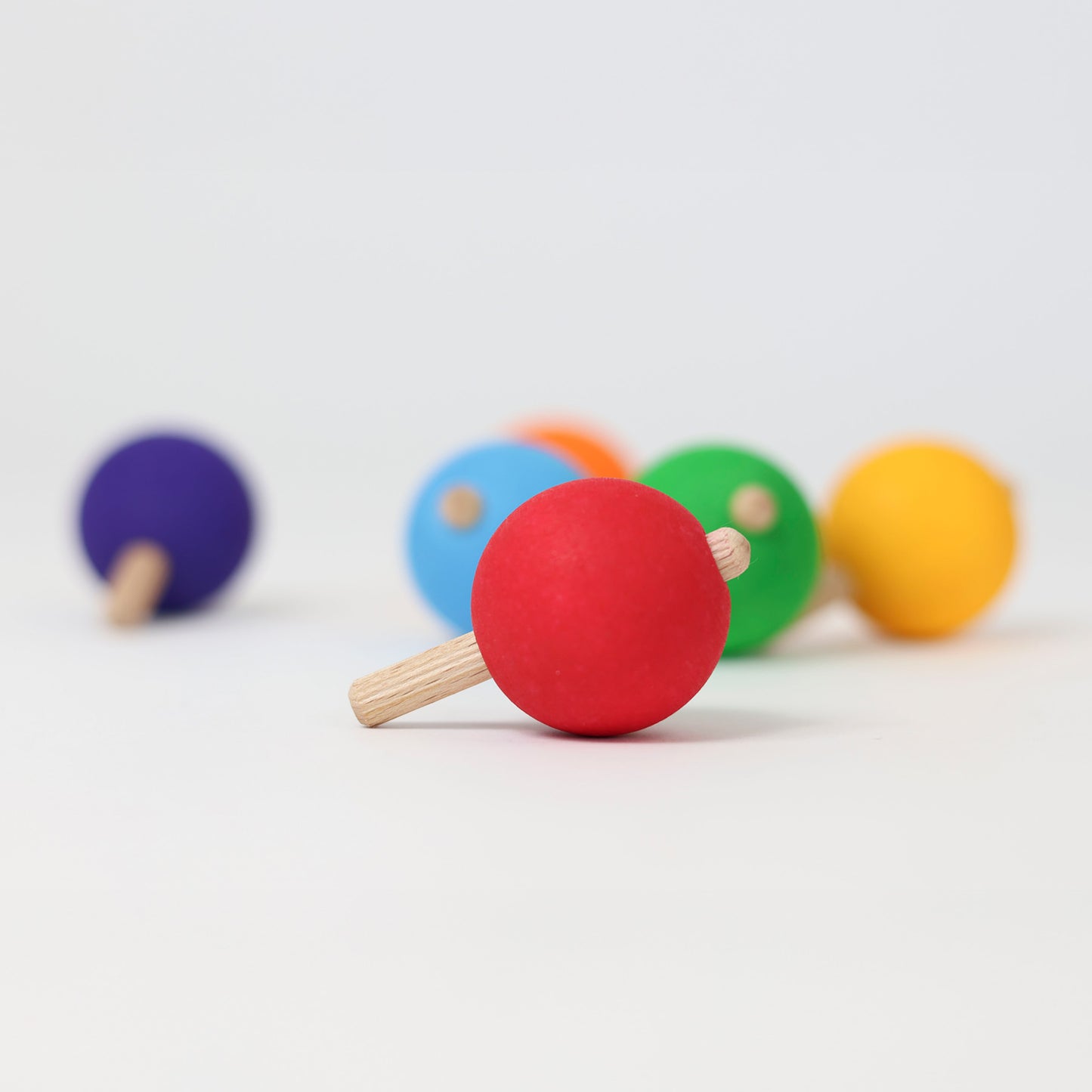 Rainbow Spinning Tops | 6 Pieces | Wooden Toys for Kids | Open-Ended Play