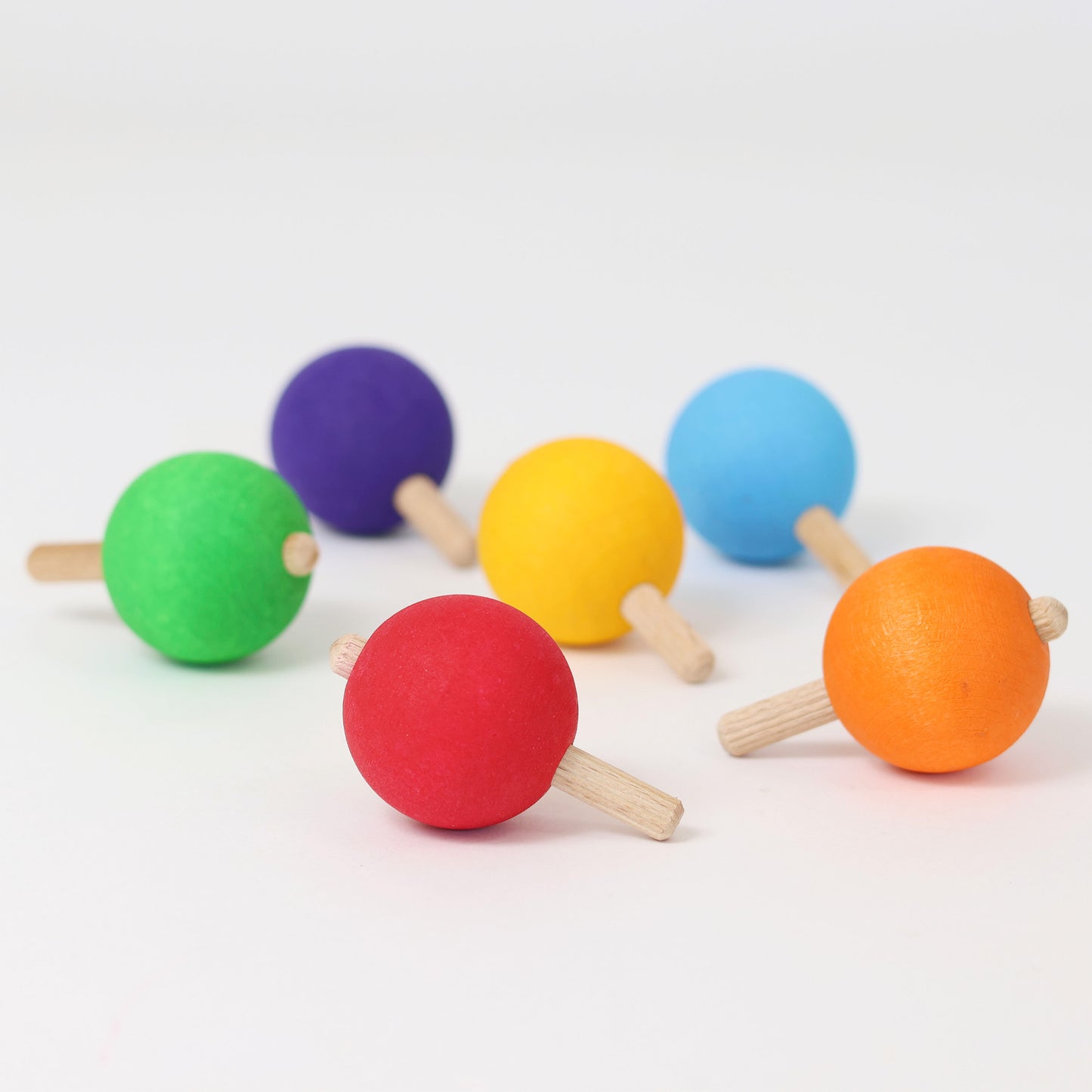 Rainbow Spinning Tops | 6 Pieces | Wooden Toys for Kids | Open-Ended Play