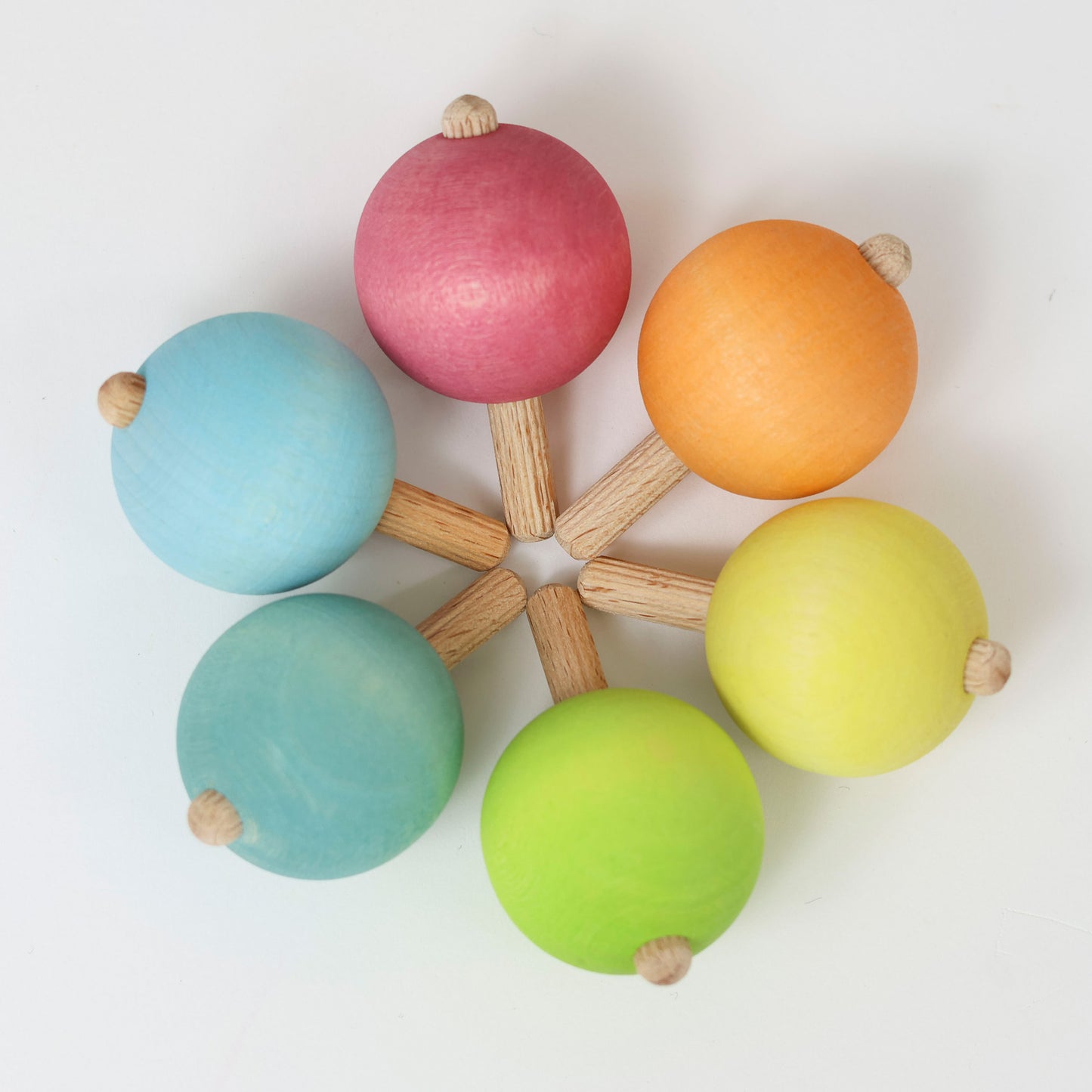 Pastel Spinning Tops | 6 Pieces | Wooden Toys for Kids | Open-Ended Play