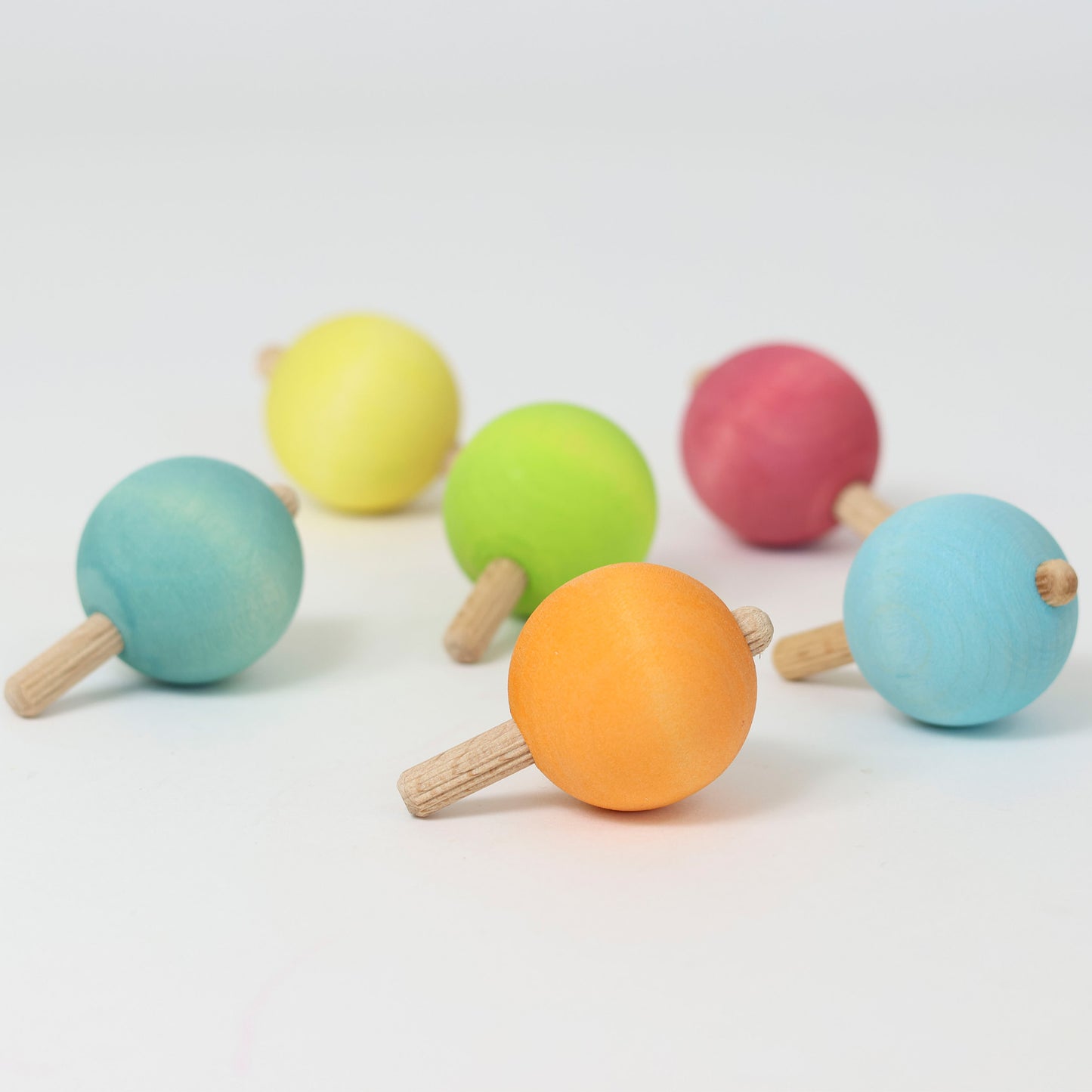 Pastel Spinning Tops | 6 Pieces | Wooden Toys for Kids | Open-Ended Play
