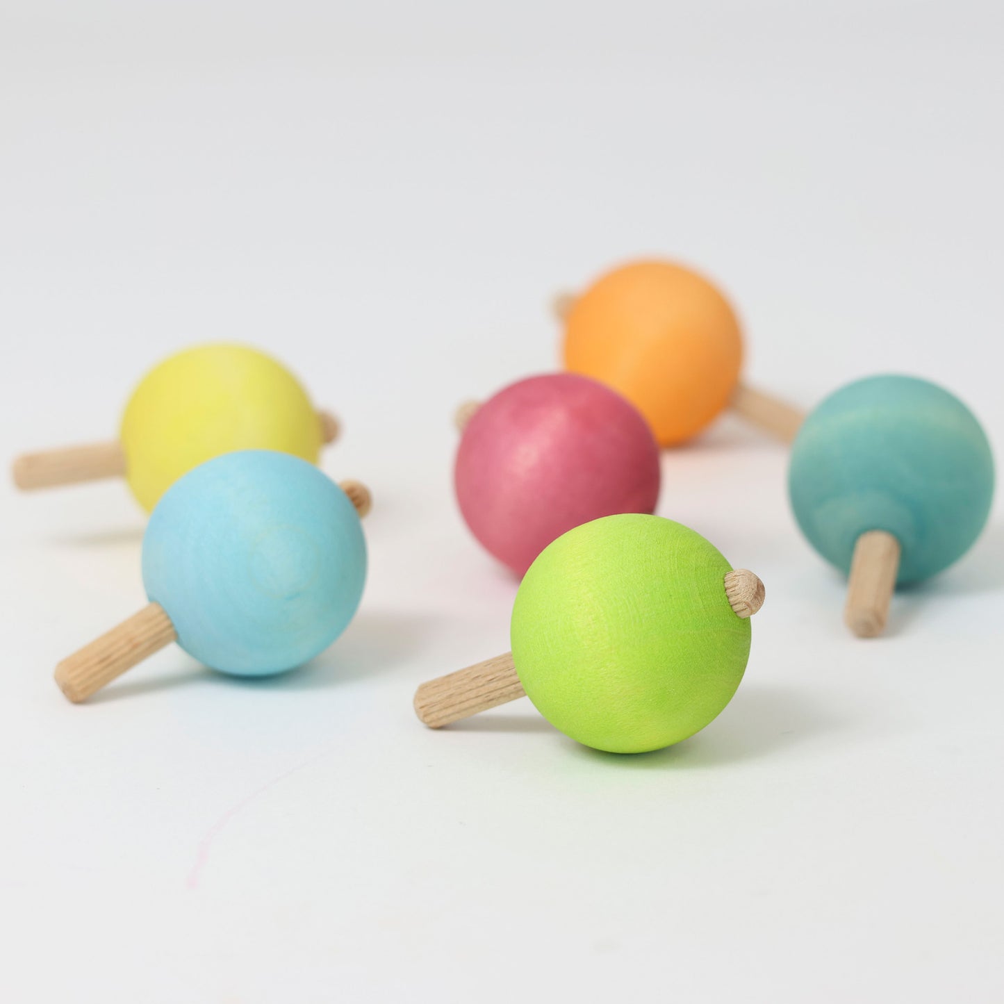 Pastel Spinning Tops | 6 Pieces | Wooden Toys for Kids | Open-Ended Play