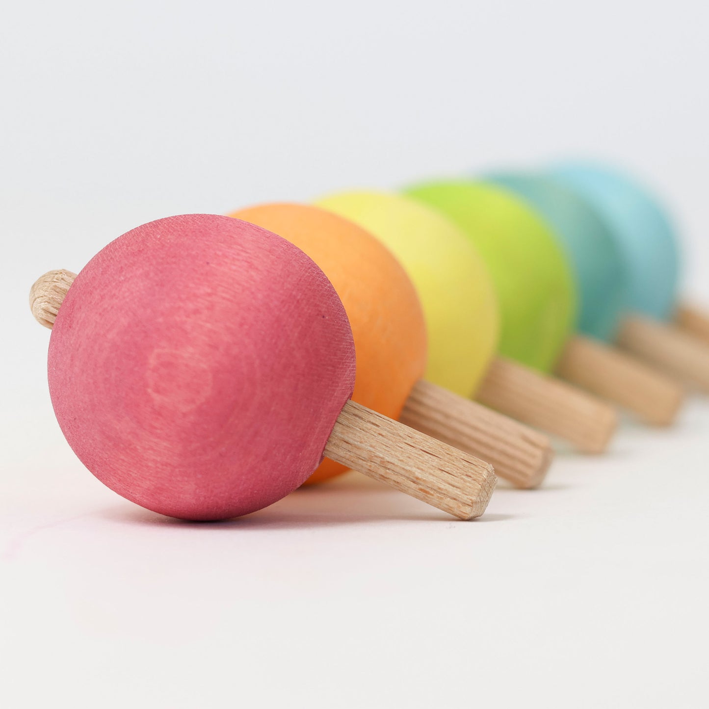 Pastel Spinning Tops | 6 Pieces | Wooden Toys for Kids | Open-Ended Play