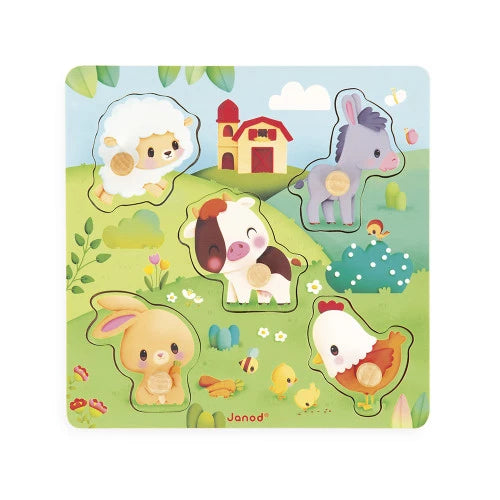 5-Piece Farmhouse Touch-And-Feel Puzzle | Farm | Toddler Activity Toy