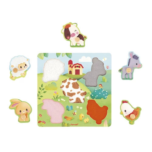 5-Piece Farmhouse Touch-And-Feel Puzzle | Farm | Toddler Activity Toy