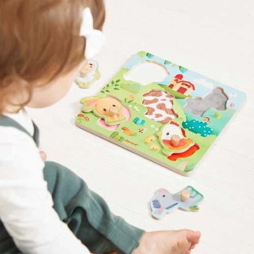 5-Piece Farmhouse Touch-And-Feel Puzzle | Farm | Toddler Activity Toy