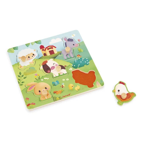 5-Piece Farmhouse Touch-And-Feel Puzzle | Farm | Toddler Activity Toy