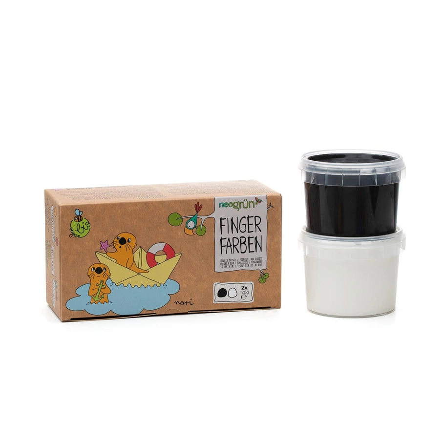 Kid’s Organic Finger Paints Black and White | Child-Safe, Eco-Friendly, Plant-based | Certified Organic