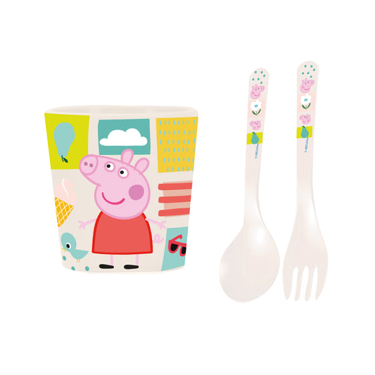 Peppa Pig | Easy Eater Kids Cup + Cutlery Set | Organic Bio-Circular | Made in Germany