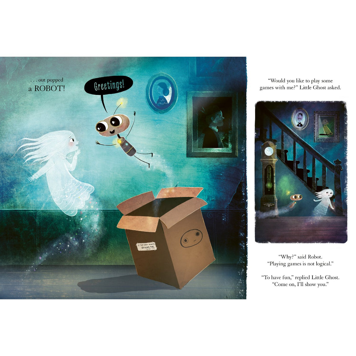 Sample pages (4) from 'Little Ghost and the Robot' by David Litchfield - preschool hardcover