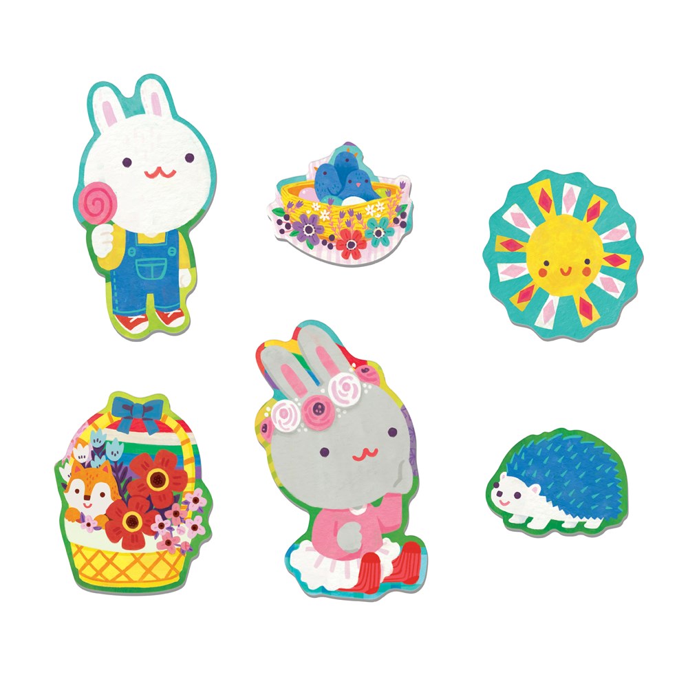 Garden Bunnies | 25 Piece Floor Jigsaw Puzzle with Animal Shaped Pieces