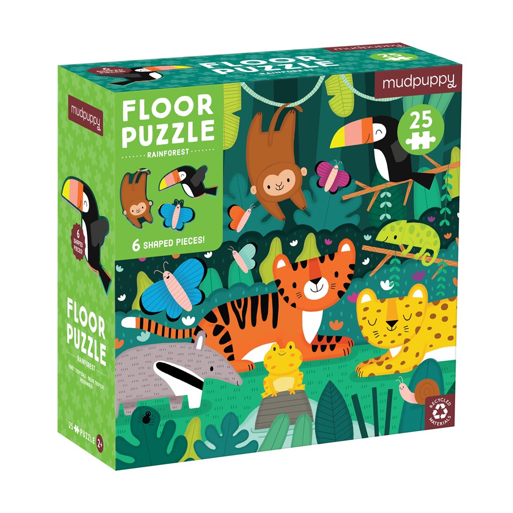 Rainforest | 25 Piece Floor Jigsaw Puzzle with Animal Shaped Pieces