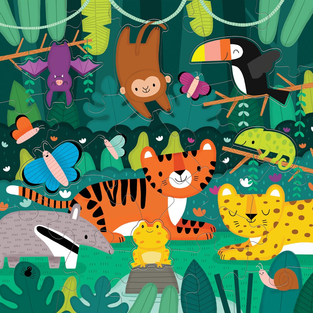 Rainforest | 25 Piece Floor Jigsaw Puzzle with Animal Shaped Pieces