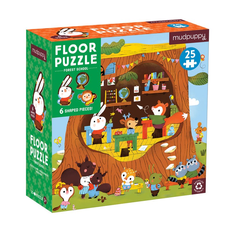 Forest School | 25 Piece Floor Jigsaw Puzzle with Animal Shaped Pieces