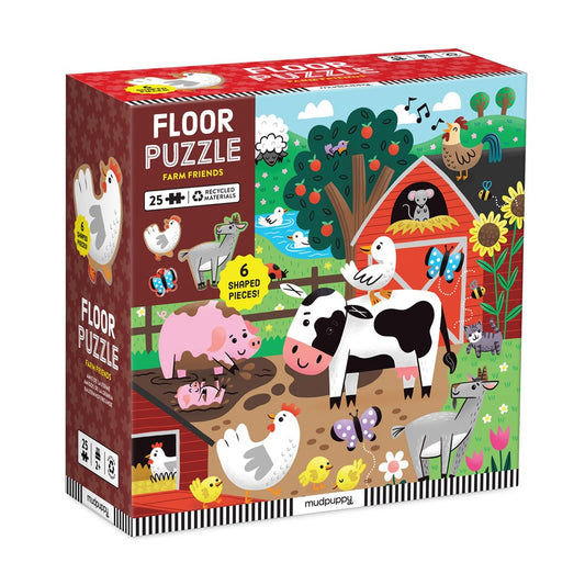 Farm Friends | 25 Piece Floor Jigsaw Puzzle with Animal Shaped Pieces