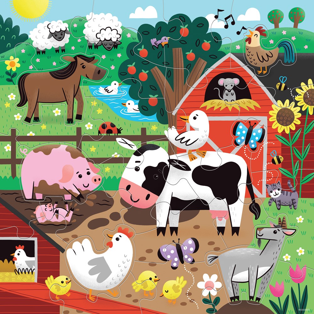 Farm Friends | 25 Piece Floor Jigsaw Puzzle with Animal Shaped Pieces