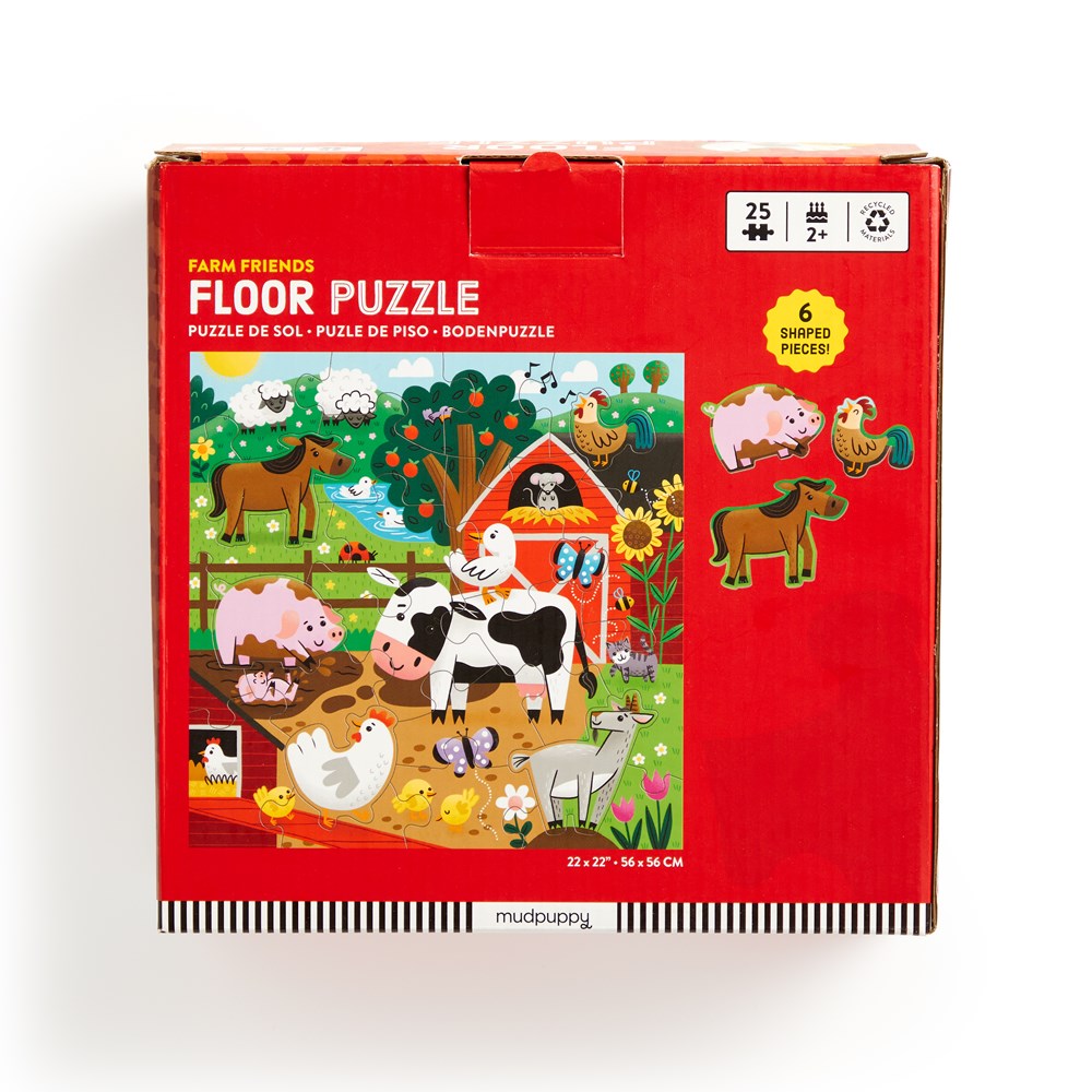 Farm Friends | 25 Piece Floor Jigsaw Puzzle with Animal Shaped Pieces