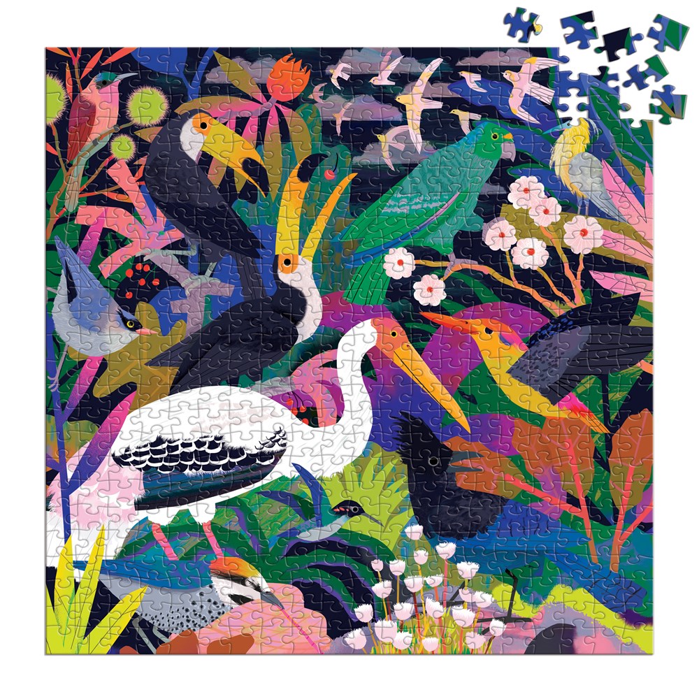 Birds Illuminated | 500 Piece Glow-In-The-Dark Family Jigsaw Puzzle