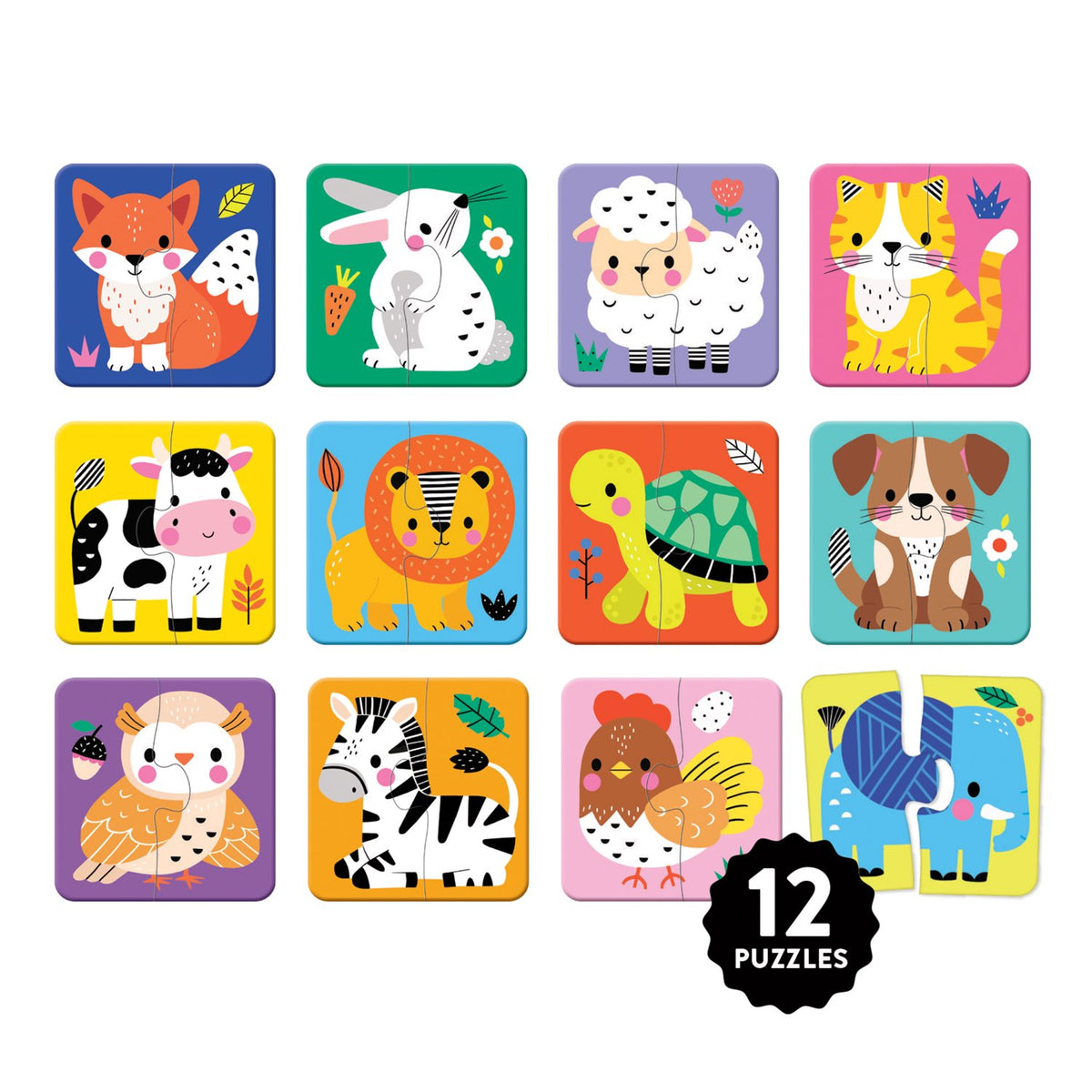 Sample pages (4) from 'My First Animals 2 Piece Match-up Puzzles' by Mudpuppy and Wendy Kendall - children's jigsaw