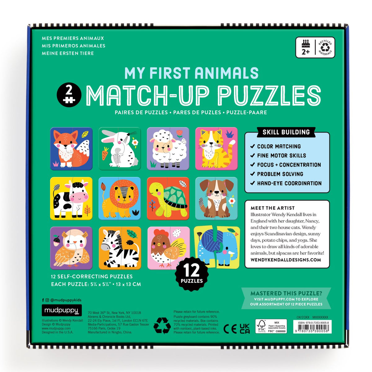 Sample pages (5) from 'My First Animals 2 Piece Match-up Puzzles' by Mudpuppy and Wendy Kendall - children's jigsaw