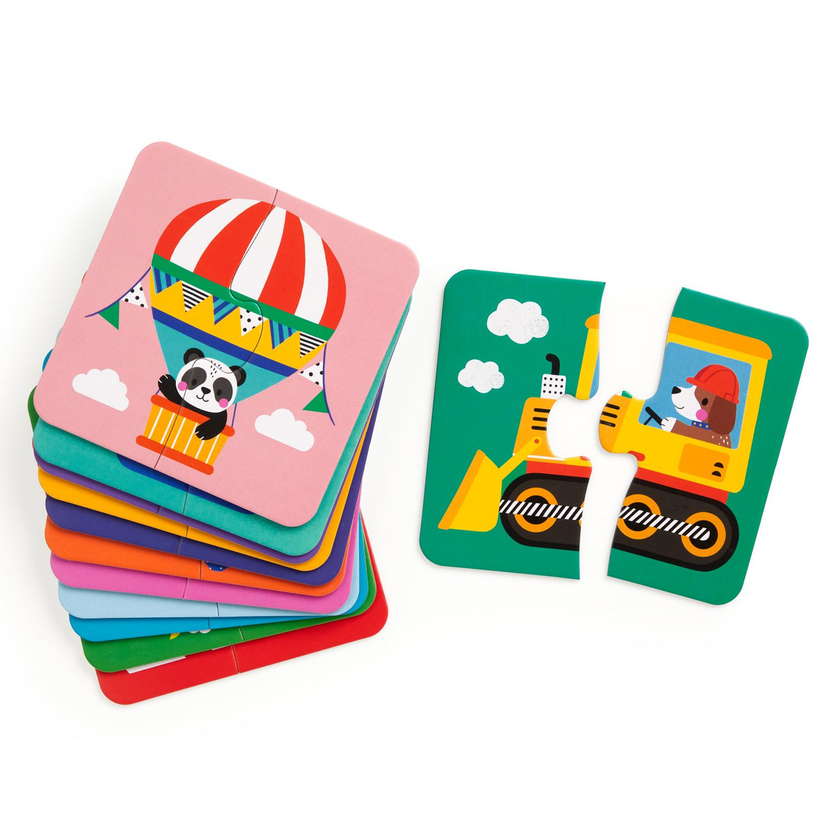 Sample pages (3) from 'My First Vehicles 2 Piece Match-up Puzzles' by Mudpuppy and Wendy Kendall - children's jigsaw