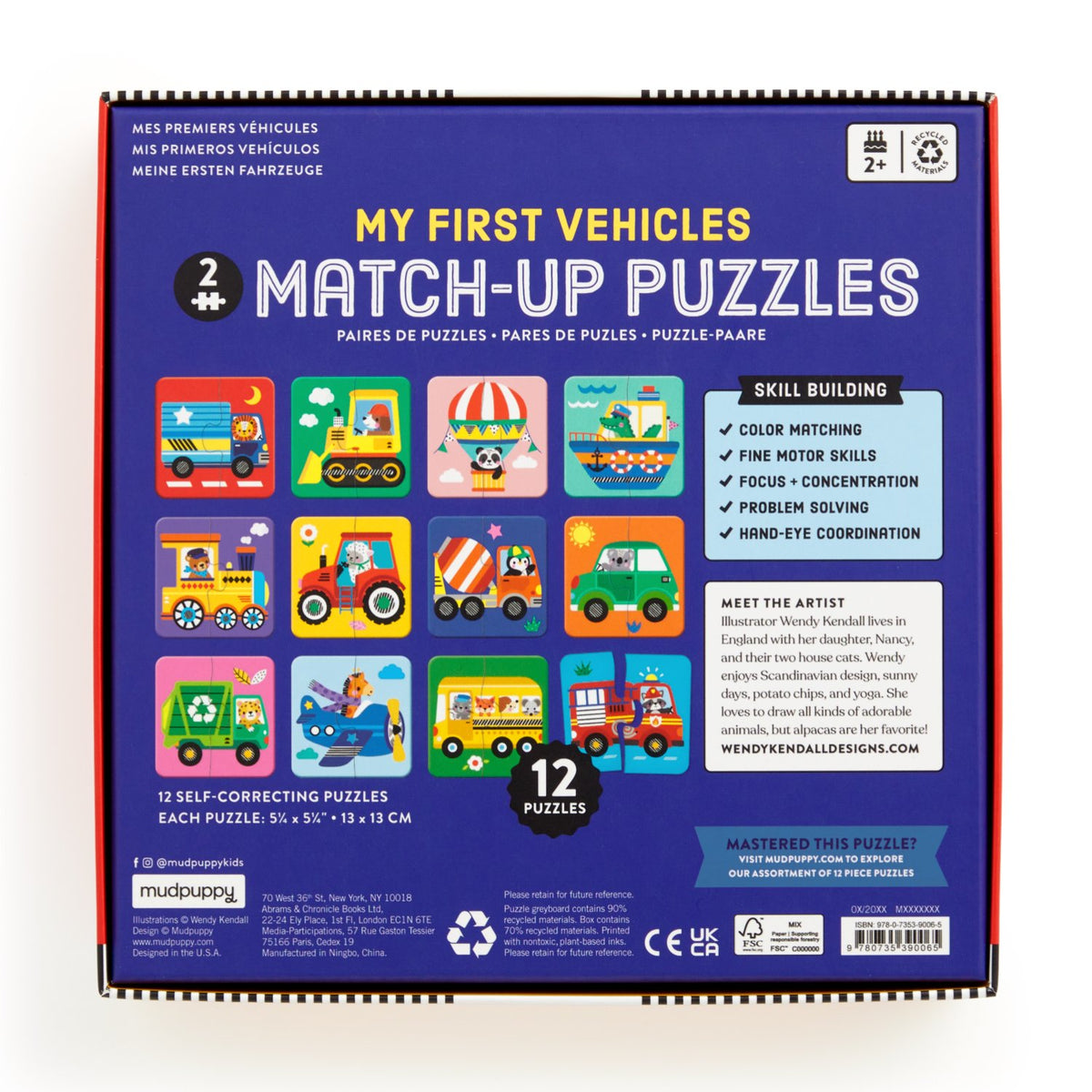 Sample pages (5) from 'My First Vehicles 2 Piece Match-up Puzzles' by Mudpuppy and Wendy Kendall - children's jigsaw