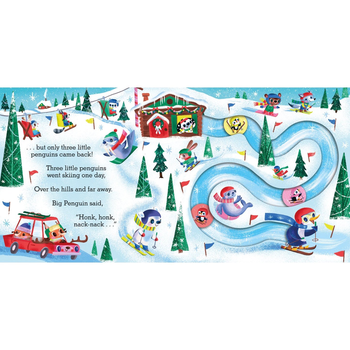 Five Little Penguins - A Festive Nursery Rhyme Counting Book for Toddlers | Interactive Board Book