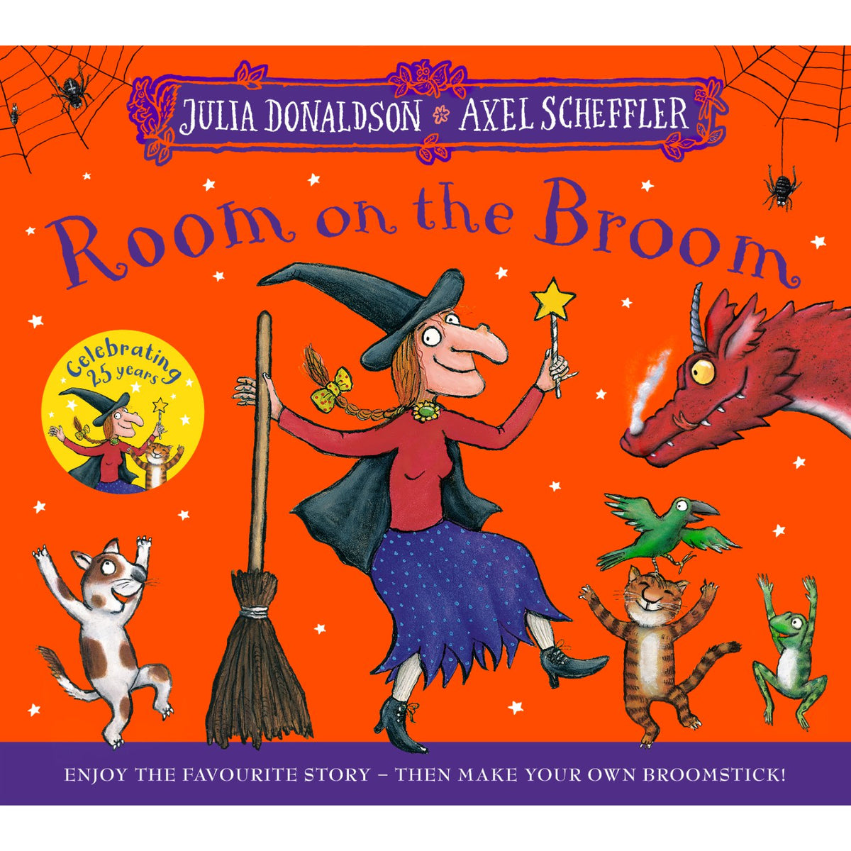 Preschool paperback cover: 'Room on the Broom 25th Anniversary Edition' by Julia Donaldson and Axel Scheffler