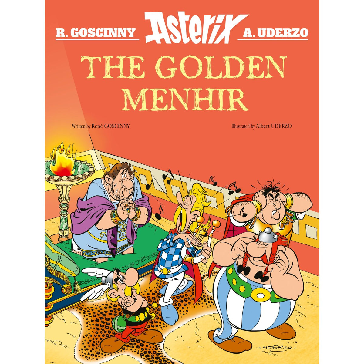 Children's hardcover cover: 'Golden Menhir' by René Goscinny and Albert Uderzo