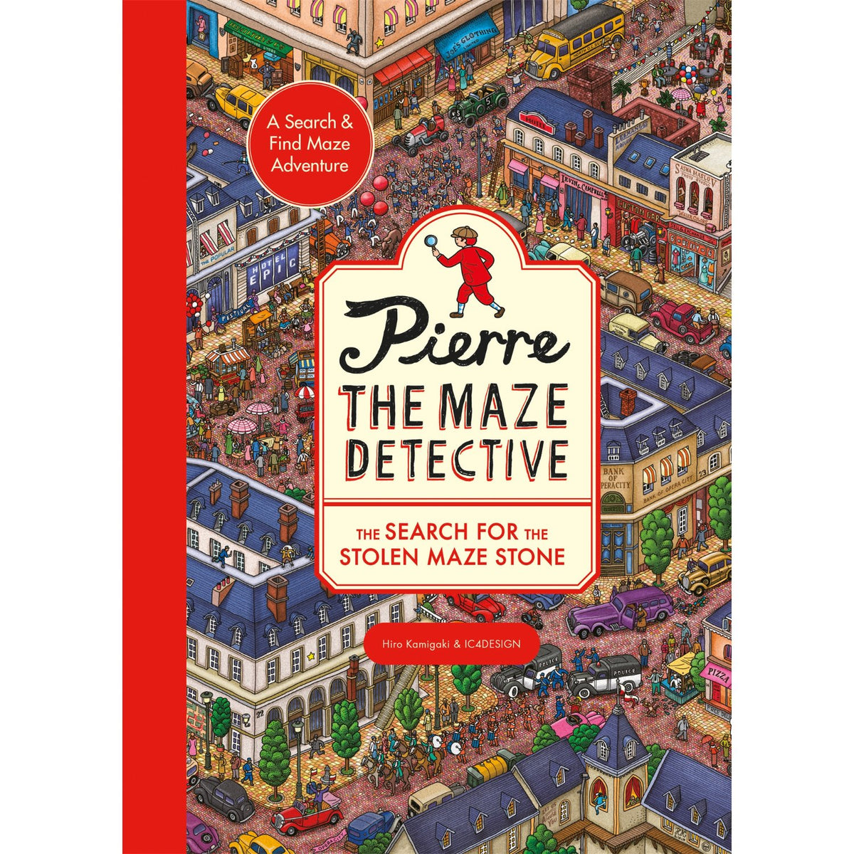 Children's paperback cover: 'Pierre the Maze Detective: The Search for the Stolen Maze Stone' by Hiro Kamigaki