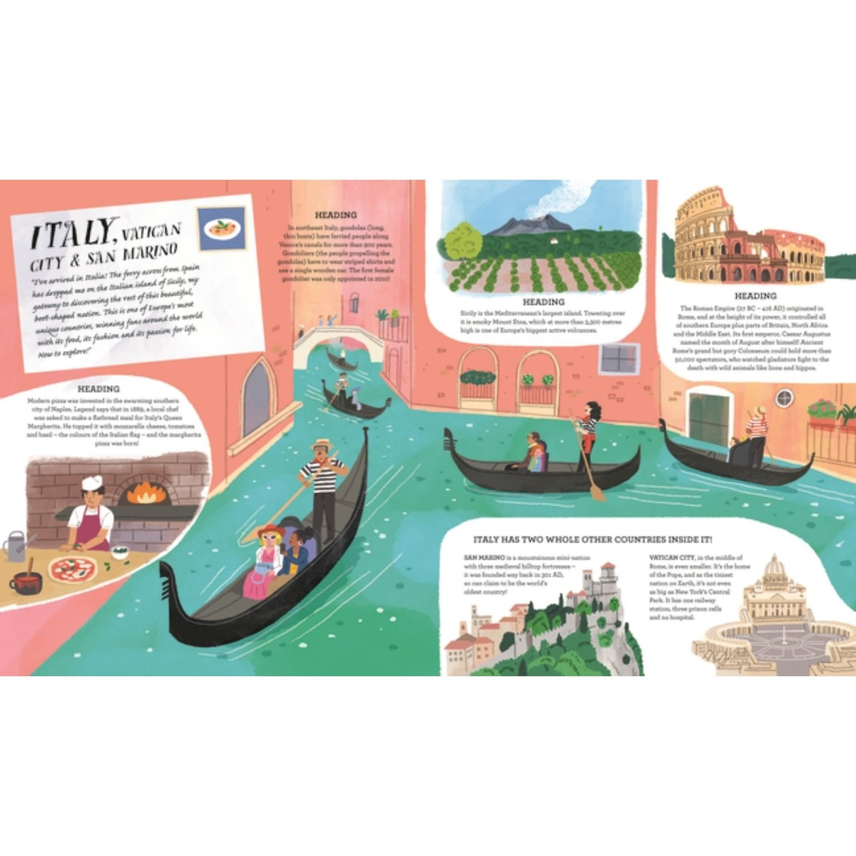 Sample pages (2) from 'Europe, Exciting Europe' by Ben Lerwill and Sandra de la Prada - children's paperback