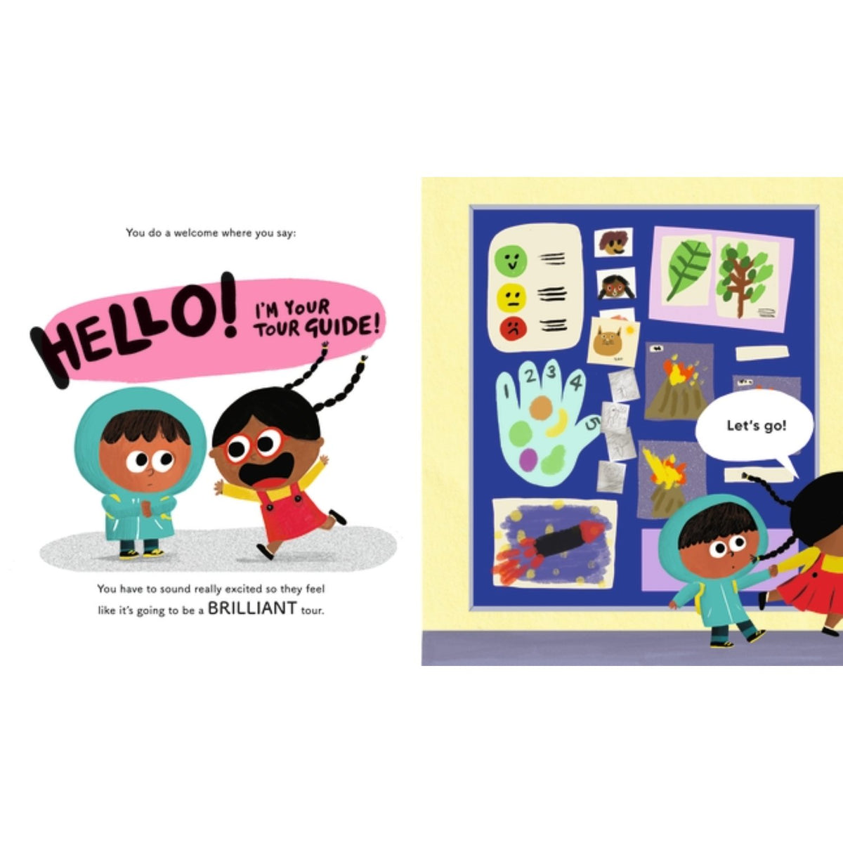 Sample pages (2) from 'Tour at School: Because You're the New Kid!' by Katie Clapham and Nadia Shireen - preschool paperback