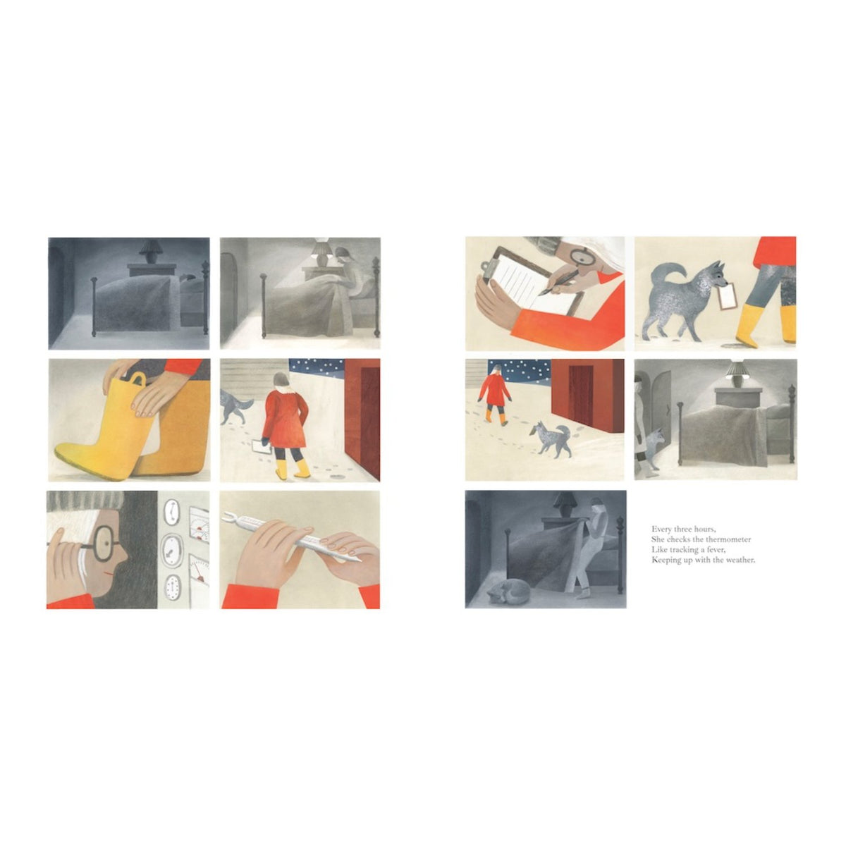 Sample pages (4) from 'Weather Keeper' by Nelly Buchet and Elizabeth Haidle - preschool hardcover