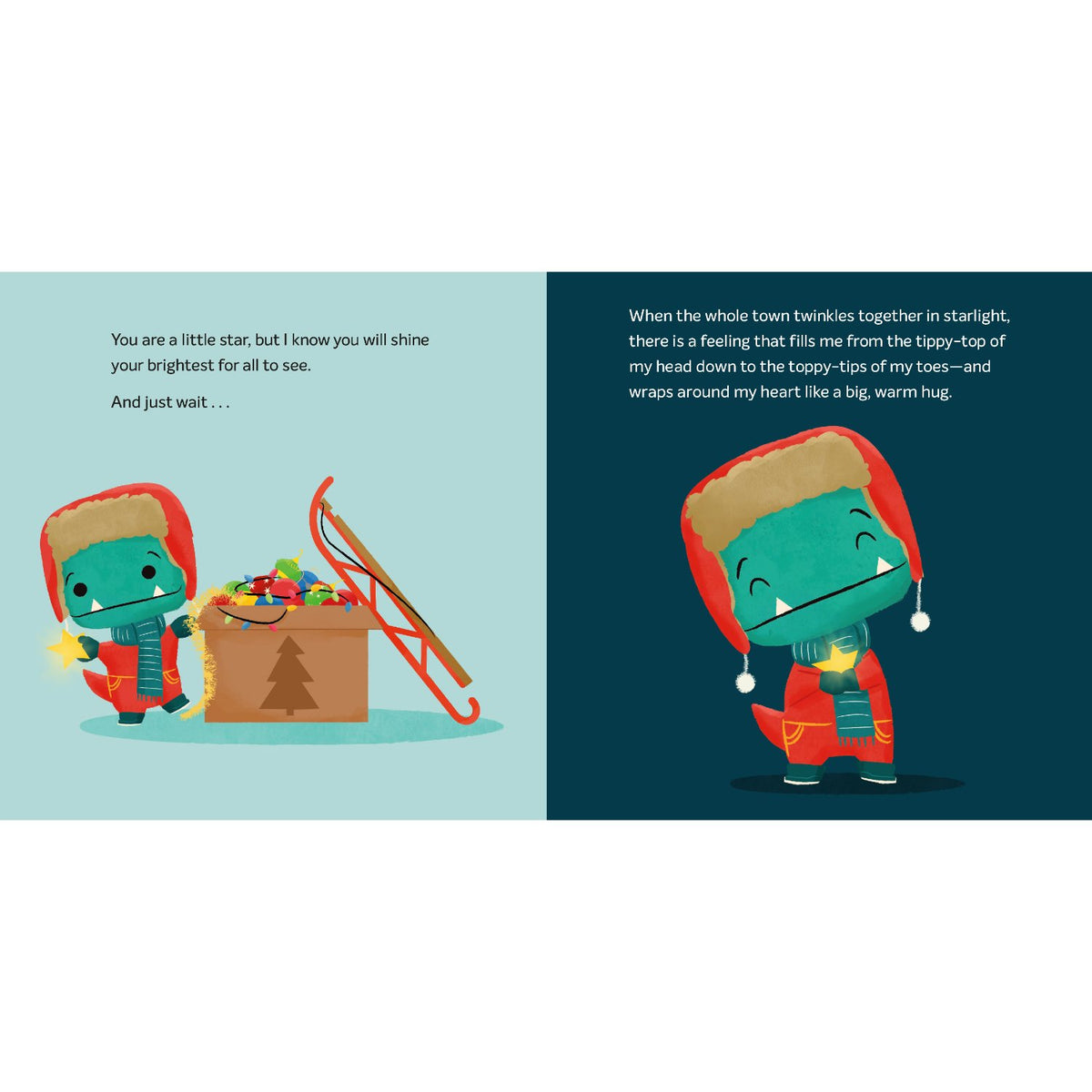 Sample pages (4) from 'Tiny T. Rex and the Littlest Star' by Jonathan Stutzman and Jay Fleck - preschool hardcover