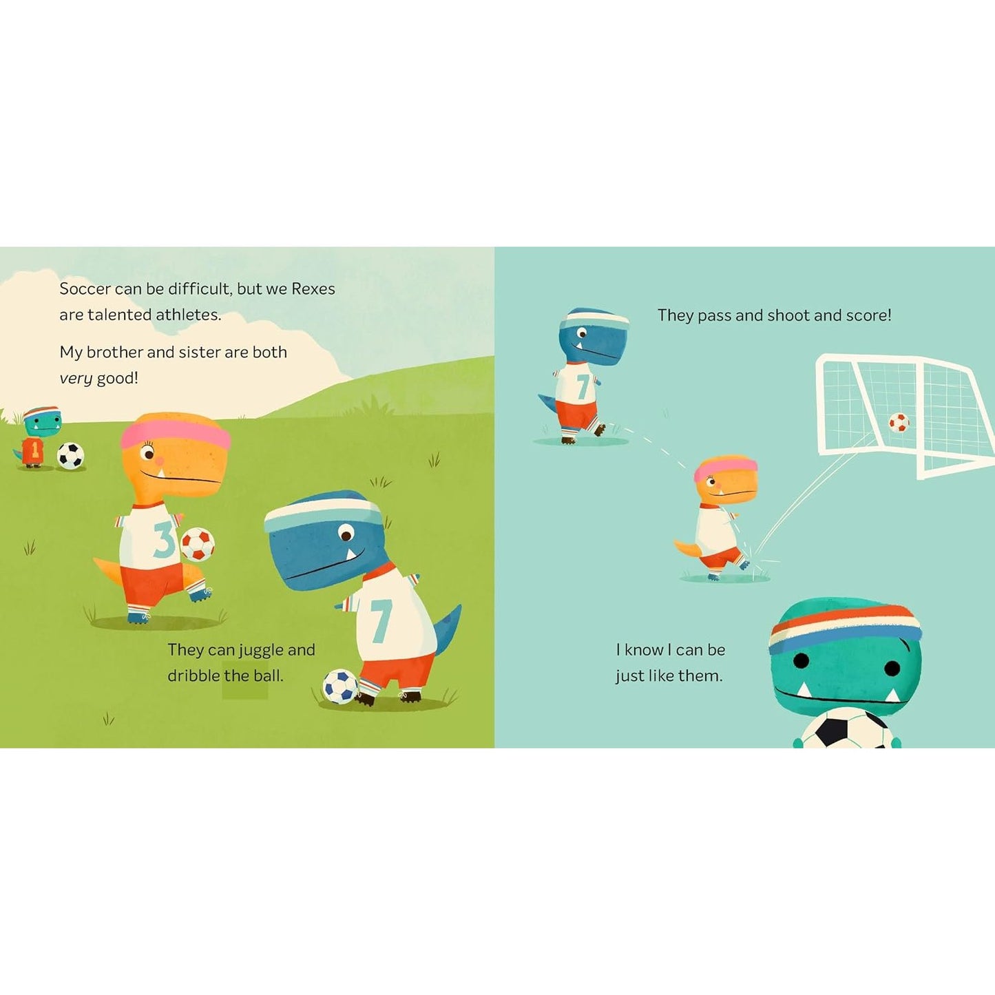 Tiny T. Rex Tries Soccer - Includes Stickers Inside! | Hardcover | Children's Story Book