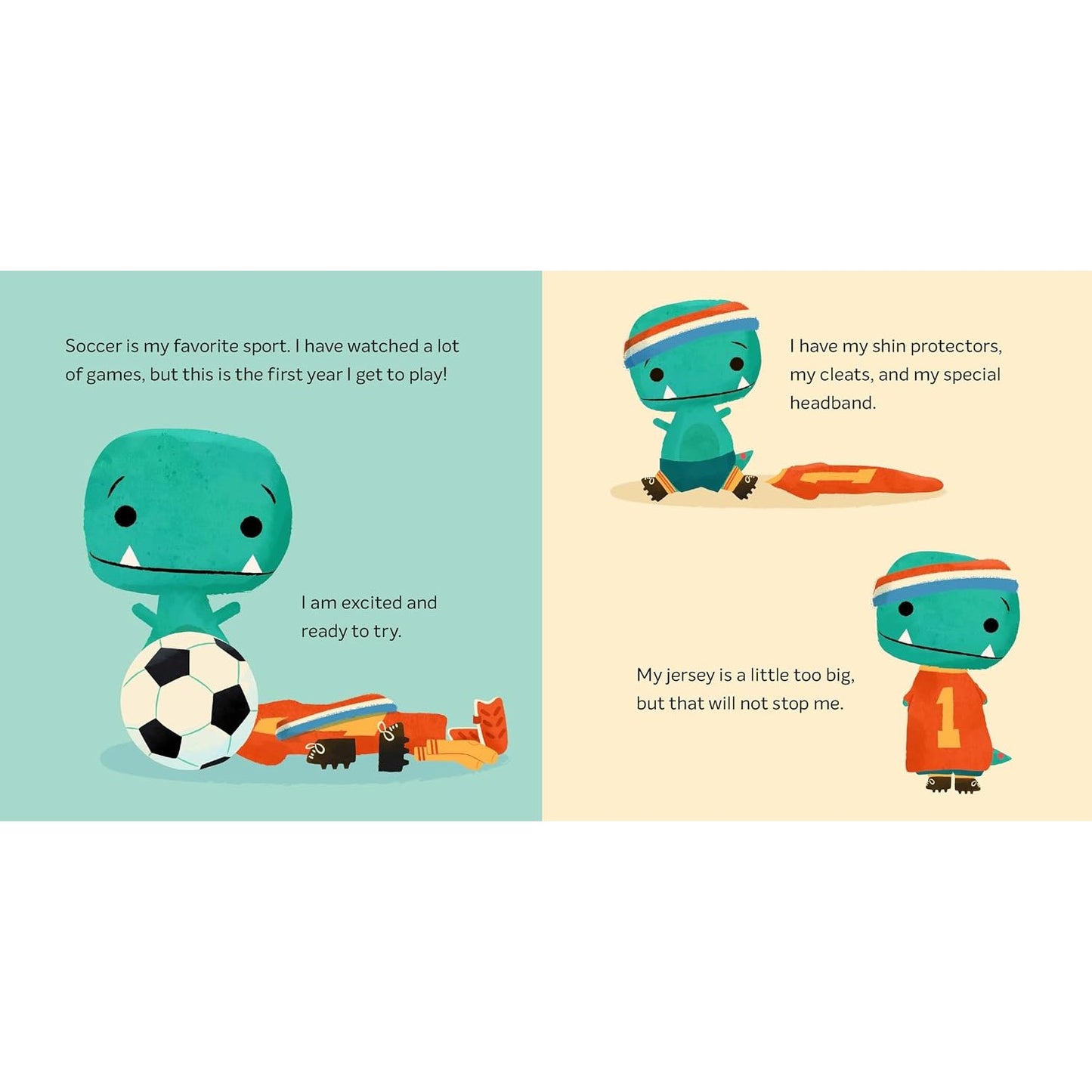 Tiny T. Rex Tries Soccer - Includes Stickers Inside! | Hardcover | Children's Story Book