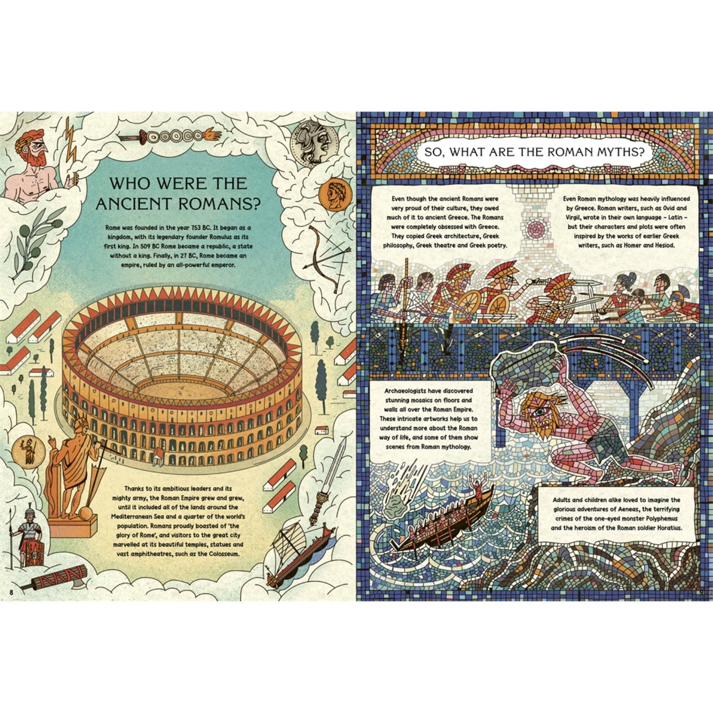 Comic Strip Myths: Myths, Gods and Gladiators in Ancient Rome | Hardcover | Children's Book on History