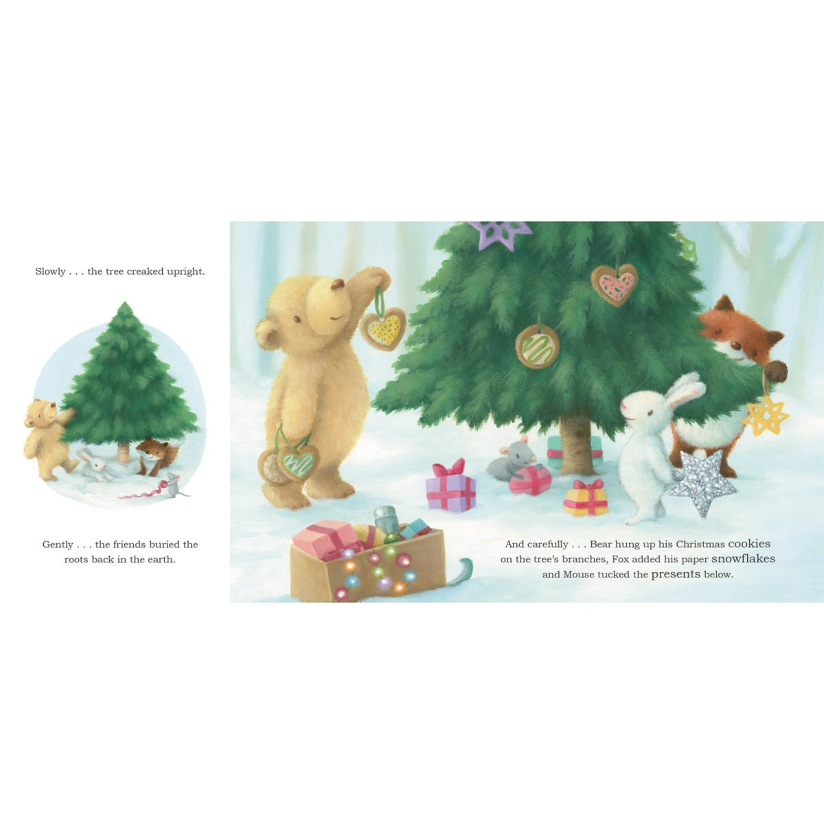 Sample pages (2) from 'Snow Bunny's Christmas Tree' by Rebecca Harry - toddler paperback