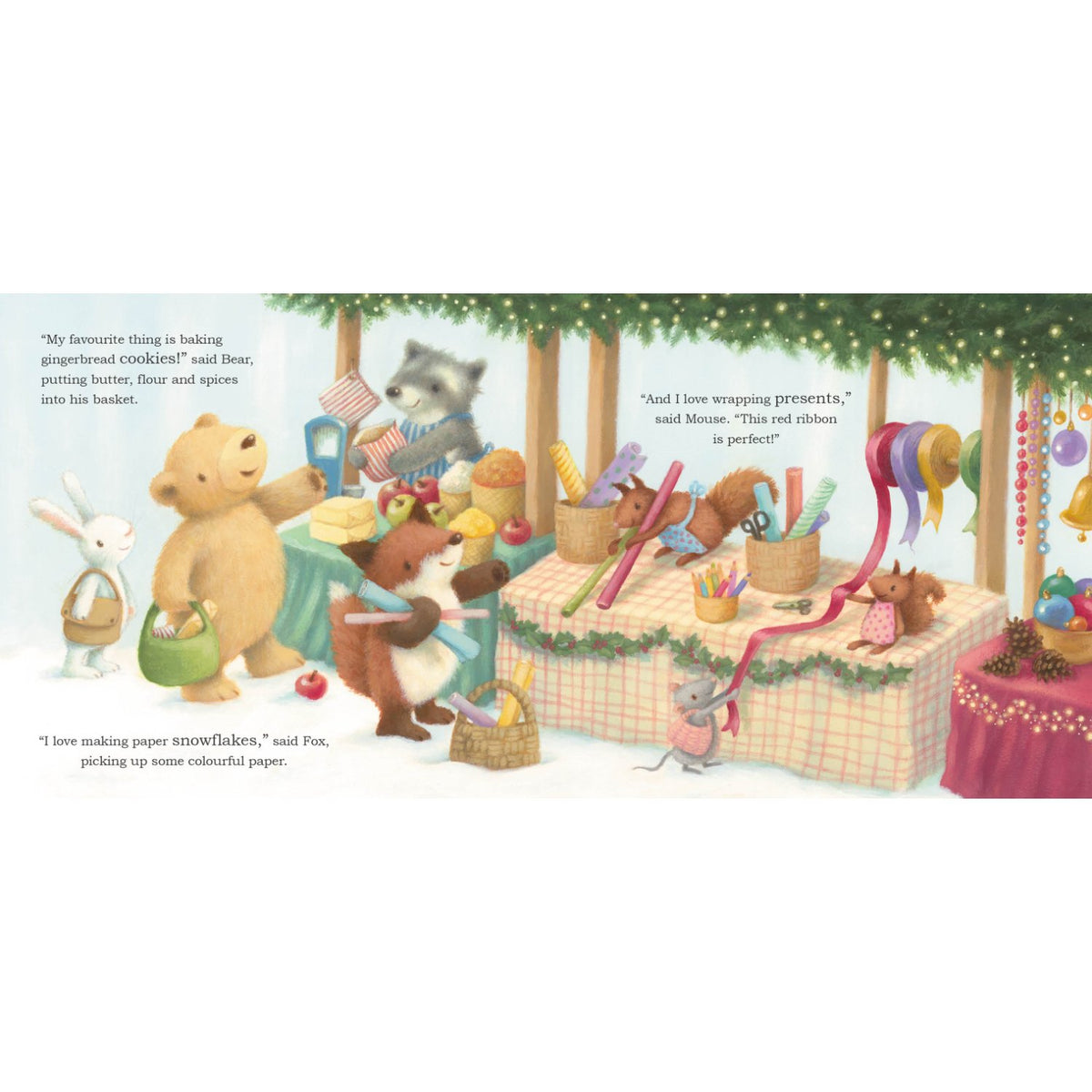 Sample pages (4) from 'Snow Bunny's Christmas Tree' by Rebecca Harry - toddler paperback
