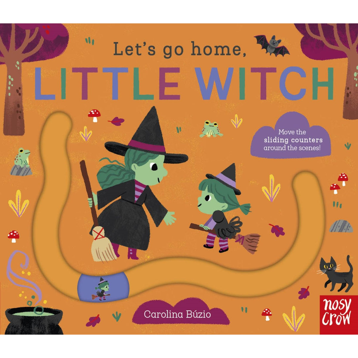 Toddler board book cover: 'Let's Go Home, Little Witch' by Carolina Búzio